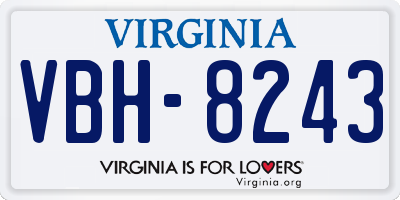 VA license plate VBH8243