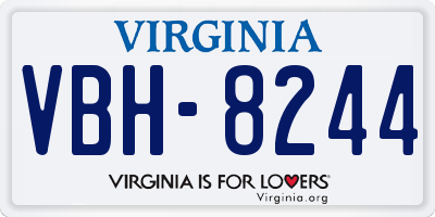 VA license plate VBH8244