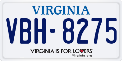 VA license plate VBH8275