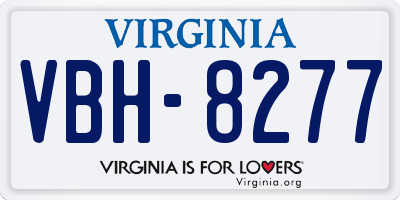 VA license plate VBH8277