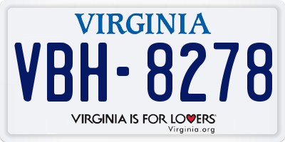 VA license plate VBH8278