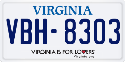 VA license plate VBH8303