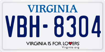 VA license plate VBH8304
