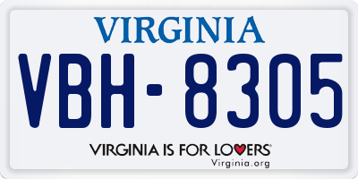 VA license plate VBH8305