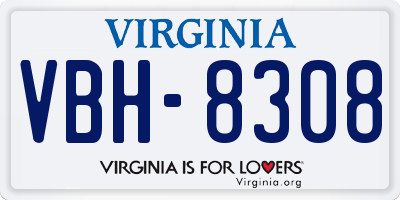 VA license plate VBH8308