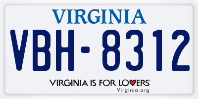 VA license plate VBH8312