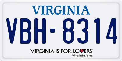 VA license plate VBH8314