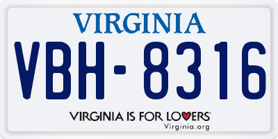 VA license plate VBH8316