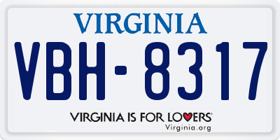 VA license plate VBH8317