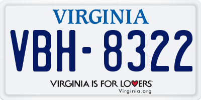 VA license plate VBH8322