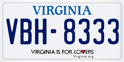 VA license plate VBH8333