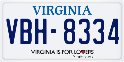 VA license plate VBH8334