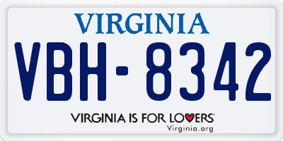 VA license plate VBH8342