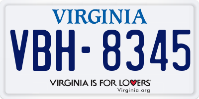 VA license plate VBH8345