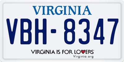 VA license plate VBH8347