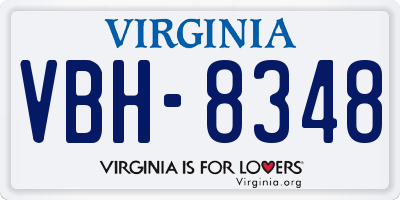 VA license plate VBH8348