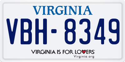 VA license plate VBH8349