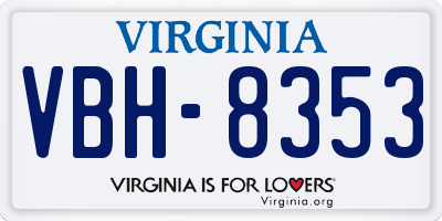 VA license plate VBH8353