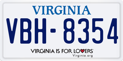 VA license plate VBH8354