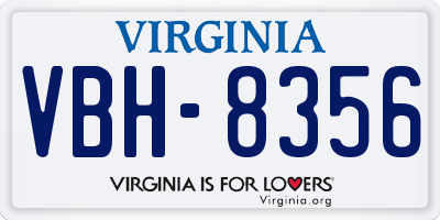VA license plate VBH8356