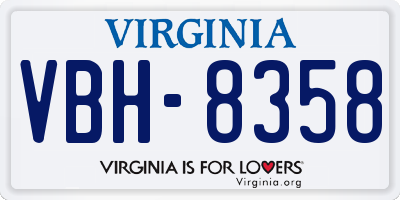 VA license plate VBH8358
