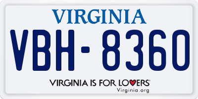 VA license plate VBH8360