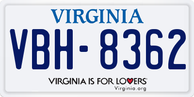 VA license plate VBH8362