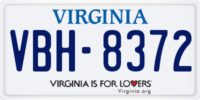 VA license plate VBH8372
