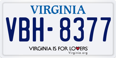 VA license plate VBH8377