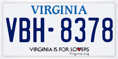 VA license plate VBH8378