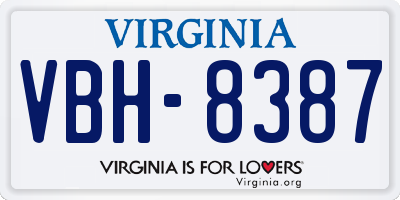 VA license plate VBH8387