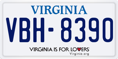 VA license plate VBH8390