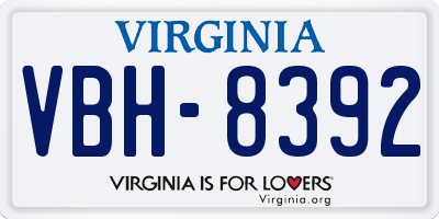 VA license plate VBH8392