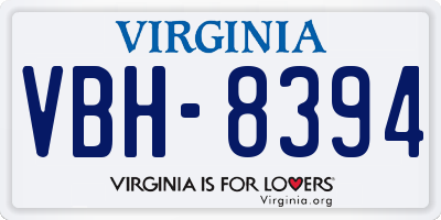 VA license plate VBH8394