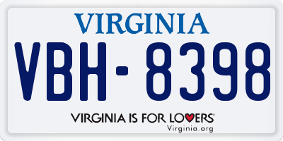 VA license plate VBH8398