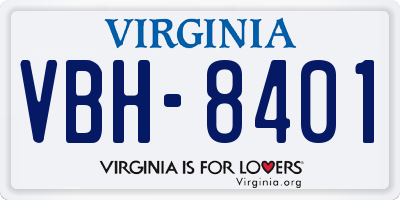 VA license plate VBH8401