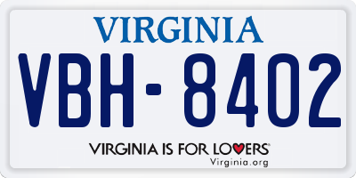VA license plate VBH8402