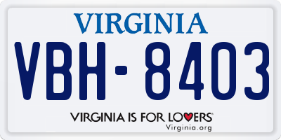 VA license plate VBH8403