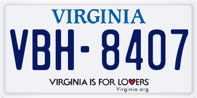 VA license plate VBH8407