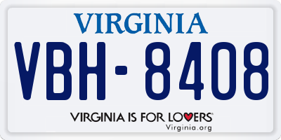 VA license plate VBH8408