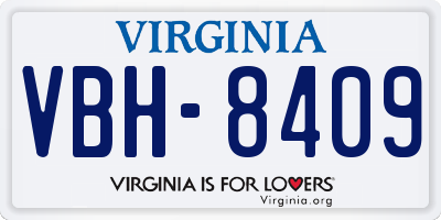 VA license plate VBH8409
