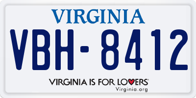 VA license plate VBH8412
