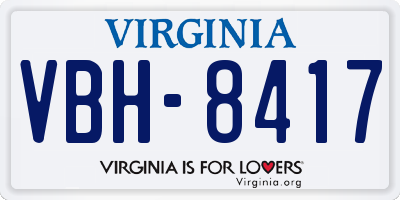 VA license plate VBH8417
