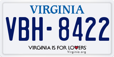 VA license plate VBH8422