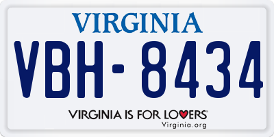 VA license plate VBH8434