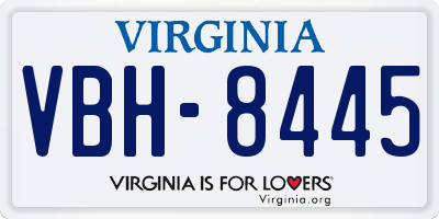 VA license plate VBH8445