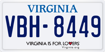 VA license plate VBH8449