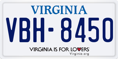 VA license plate VBH8450