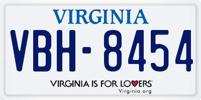 VA license plate VBH8454