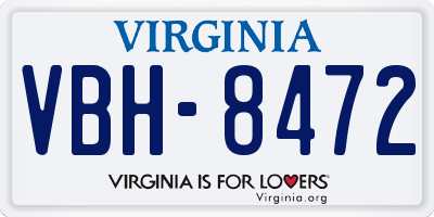 VA license plate VBH8472
